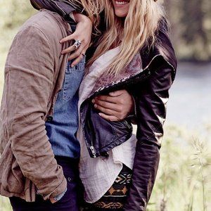 Free People Black Vegan Leather Moto Hooded Jacket